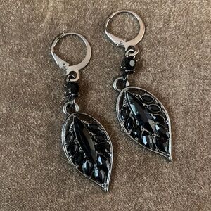 Black Leaf Drop Earrings - Women Jewelry
